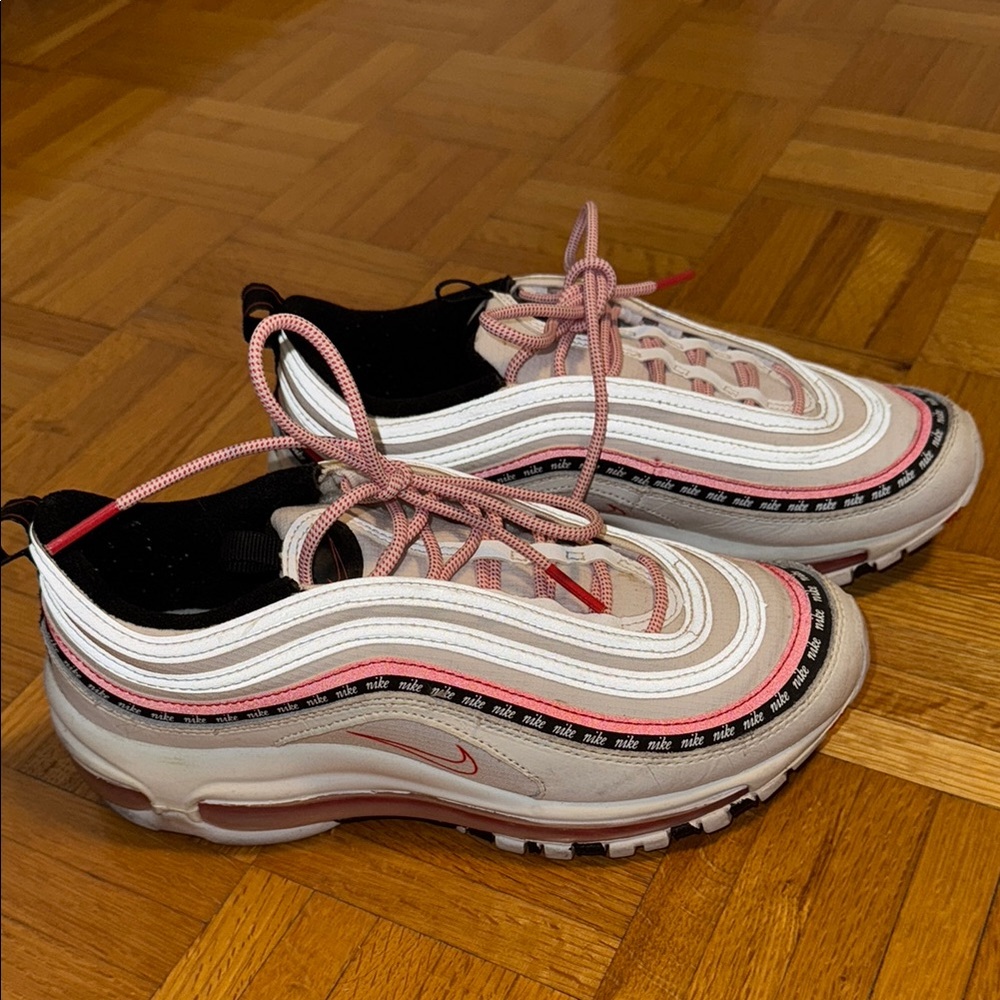 Nike Air Max White and Red Worn Once 6Y